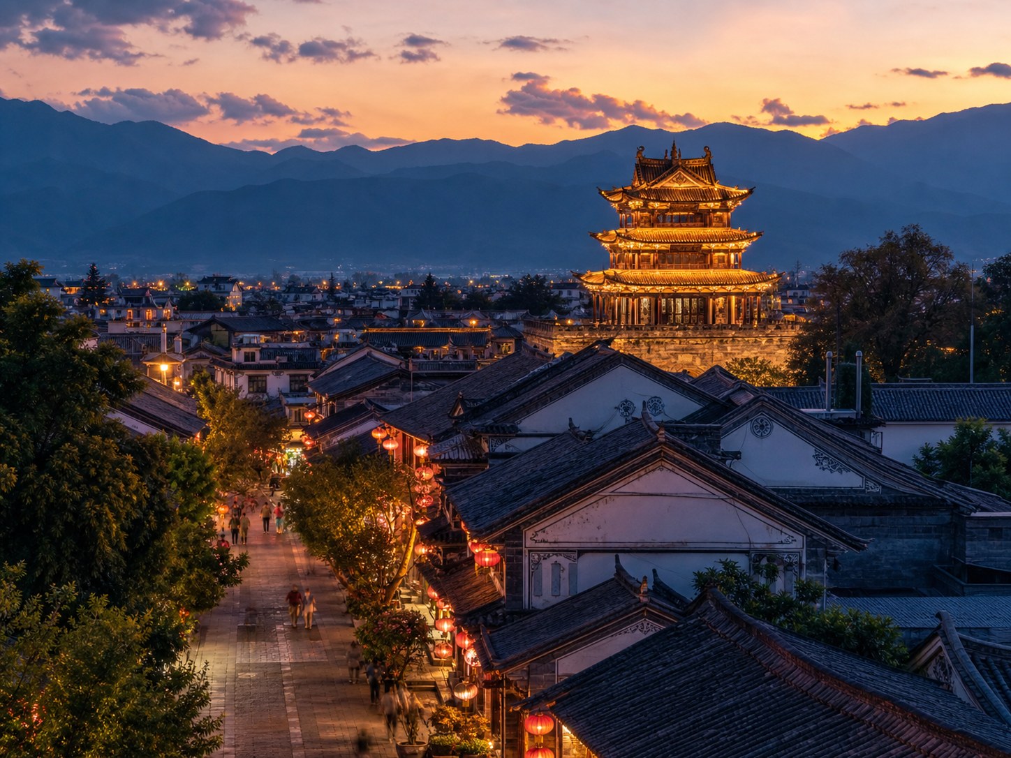 大理古城 五华楼夜景